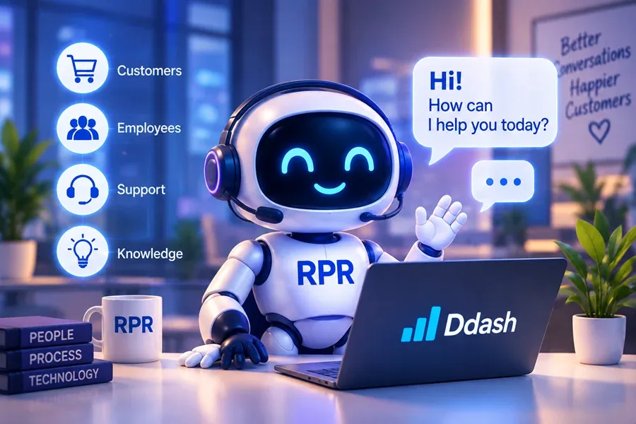 An RPR conversational AI assistant handling customer, employee, support and knowledge requests